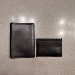 Black leather Le Tanneur Passport Book and Card Wallet